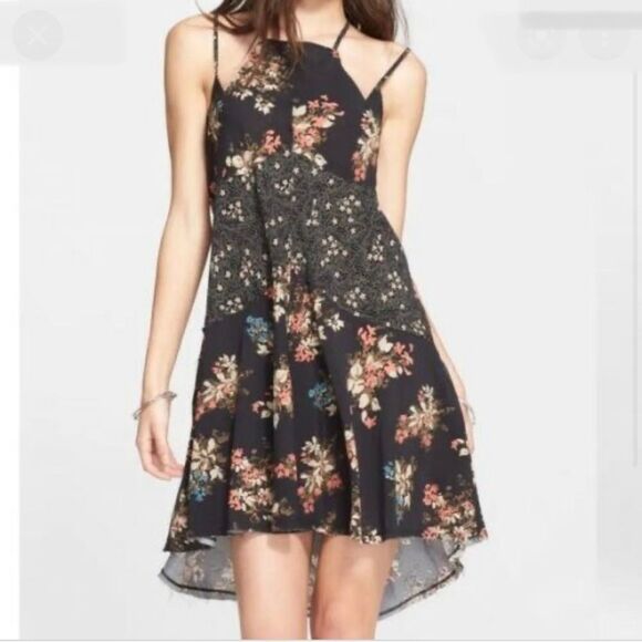 Vintage Free People Intimately Black Combo Mini Slip Dress NWT size Small - Picture 8 of 8